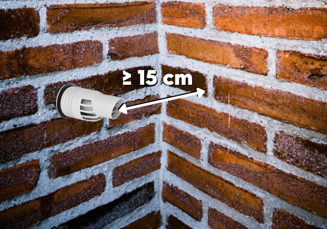 distance terminal mur ≥15cm