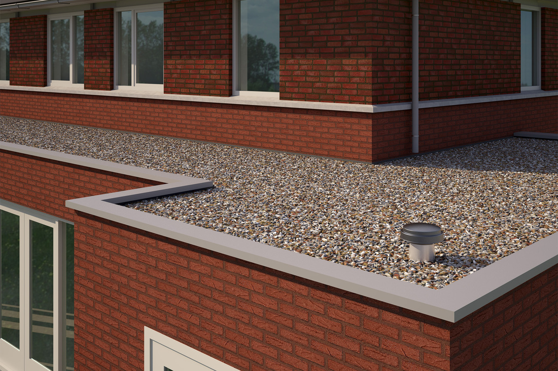 Een FlatRoofVent bevestigd op een plat dak