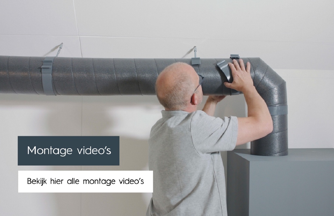 montage video beeld waarin een man een ventilatiesysteem bevestigd