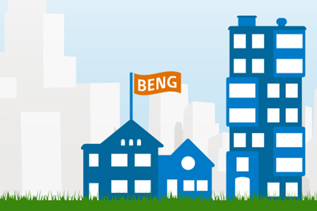 Illustratie van een huis met een waarop BENG staat